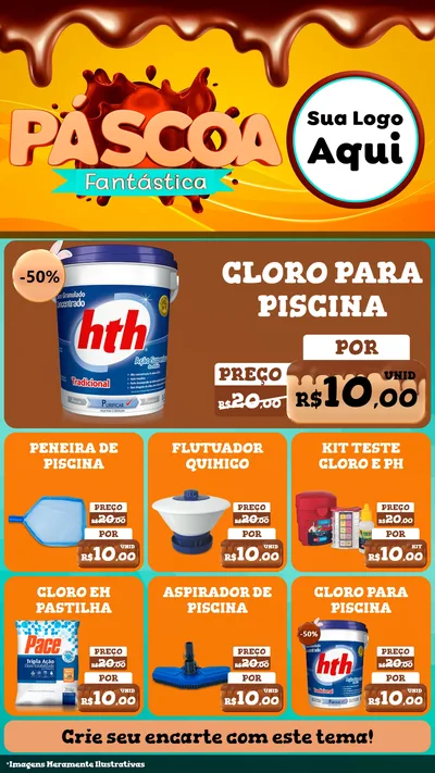 Modelo de Rede Social para Stories com o tema Páscoa Fantástica para Produtos para Piscina