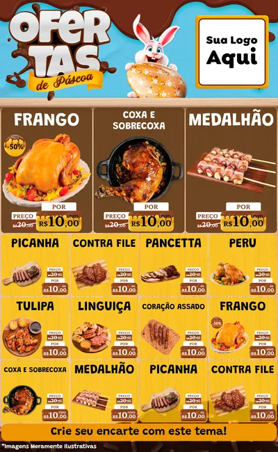 Modelo de Encarte para Encarte Grande com o tema Ofertas de Páscoa para Assados