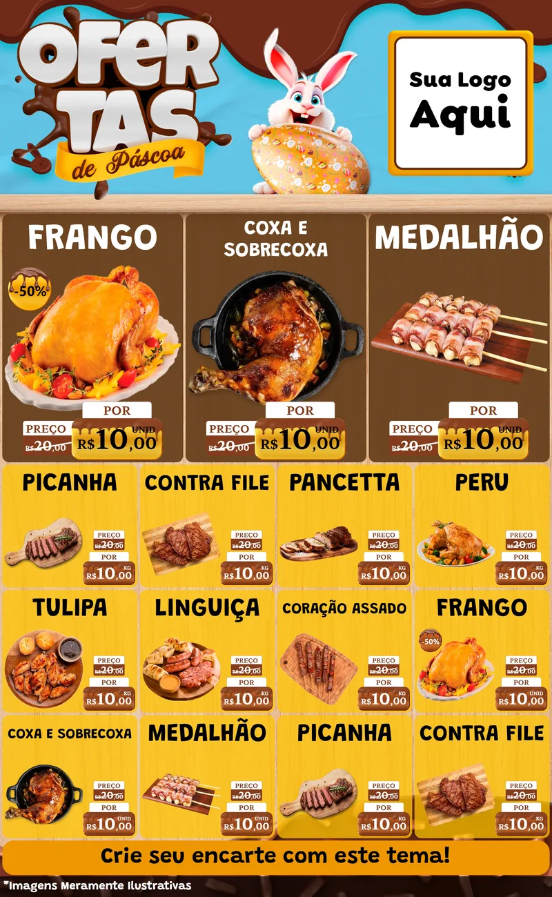 Modelo de Encarte para Encarte Grande com o tema Ofertas de Páscoa para Assados