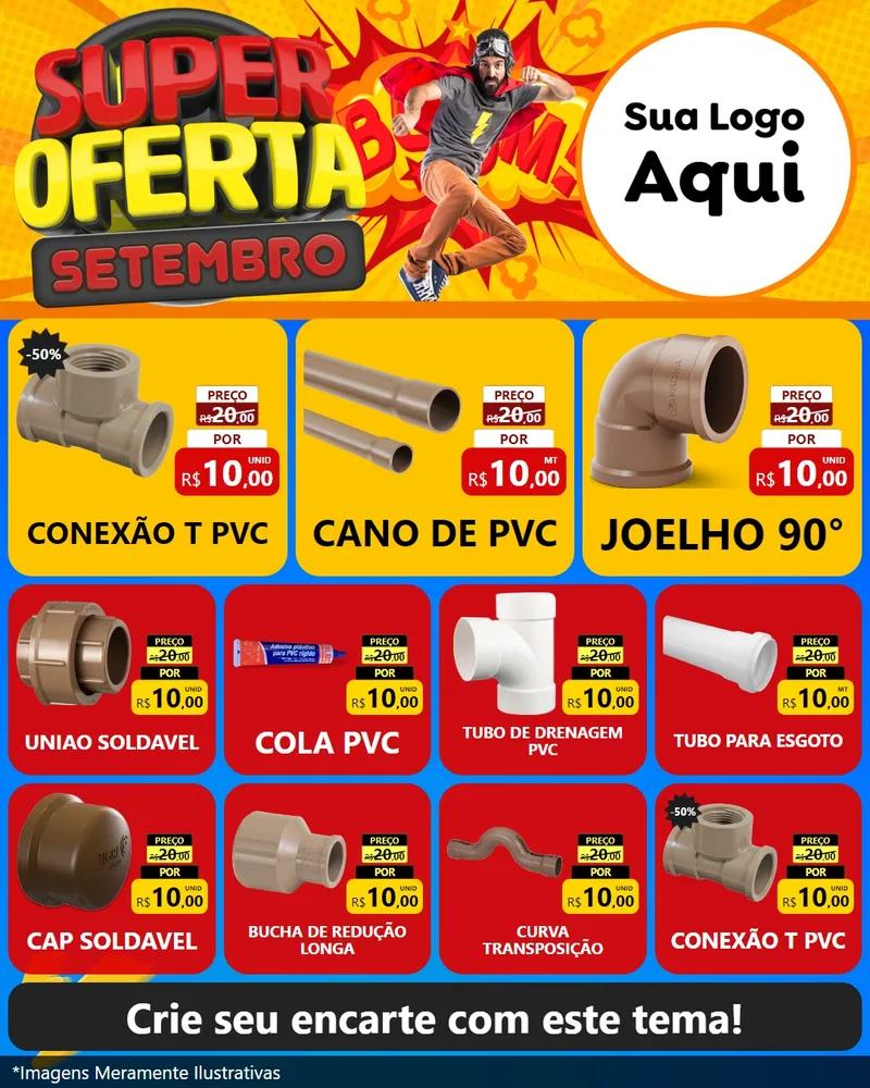 Modelo de Rede Social para Feed Instagram com o tema Super Oferta Setembro para Tubos e conexões