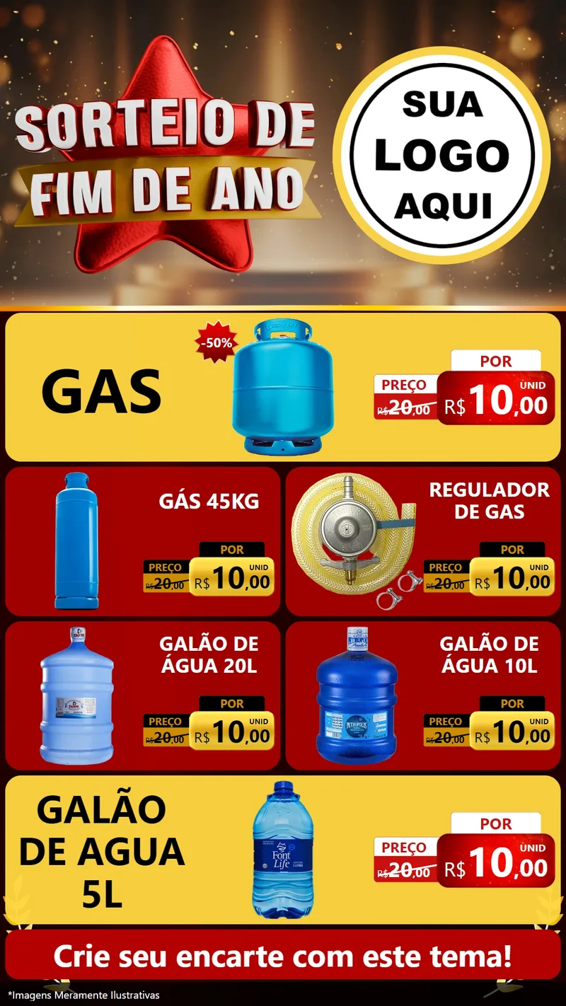 Modelo de TV para TV Vertical com o tema Sorteio de Fim de Ano para Água e gás