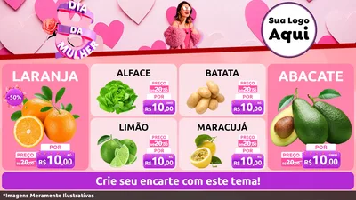 Modelo de TV para TV Horizontal com o tema Dia da Mulher para Hortifrúti