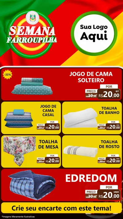 Modelo de TV para TV Vertical com o tema Semana Farroupilha para Cama, Mesa e Banho