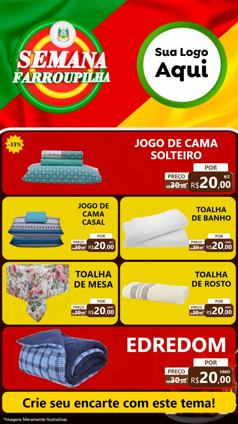 Modelo de TV para TV Vertical com o tema Semana Farroupilha para Cama, Mesa e Banho