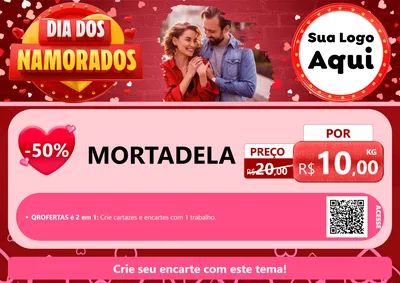 Modelo de Cartaz para Cartaz A4 Horizontal com o tema Dia Dos Namorados para Frios e Laticínios