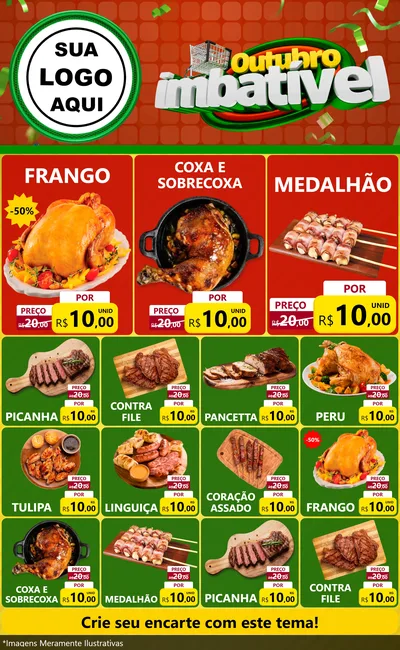 Modelo de Encarte para Encarte Grande com o tema Outubro Imbatível para Assados