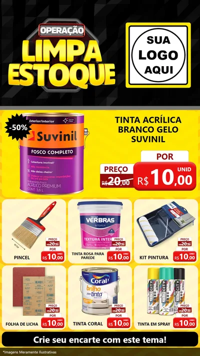 Modelo de Rede Social para Stories com o tema Operação Limpa Estoque para Tintas e Ferramentas