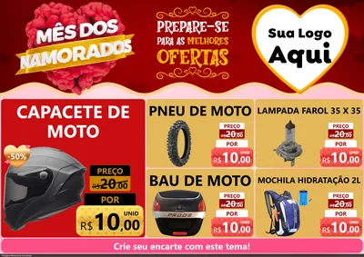 Modelo de Encarte para Encarte A4 Horizontal com o tema Mês dos Namorados para Moto peças