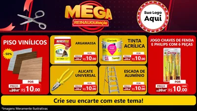 Modelo de TV para TV Horizontal com o tema Mega Reinauguração para Material para Construção