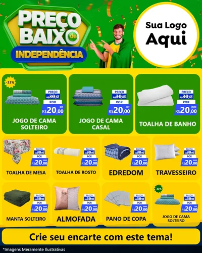 Modelo de Rede Social para Feed Instagram com o tema Preço Baixo de Independência para Cama, Mesa e Banho