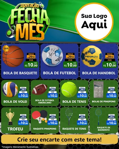 Modelo de Rede Social para Feed Instagram com o tema Operação Fecha Mês para Artigos Esportivos
