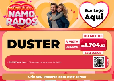 Modelo de Cartaz para Cartaz A4 Horizontal com o tema Promoção dos Namorados para Concessionaria de Carros