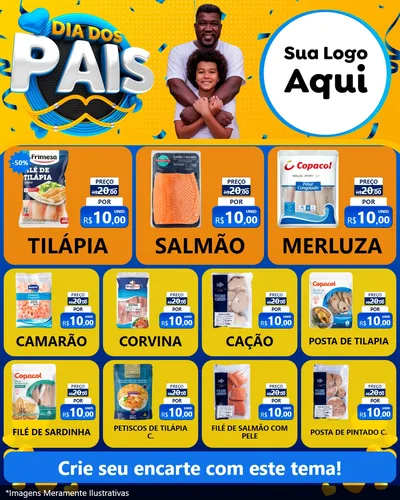 Modelo de Rede Social para Feed Instagram com o tema Dia dos Pais para Peixaria
