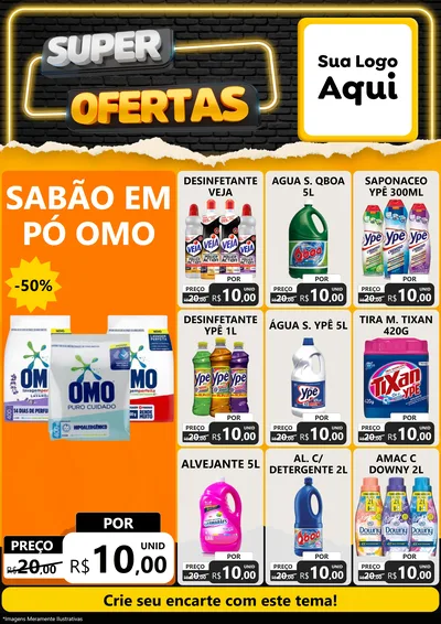 Modelo de Encarte para Encarte A4 Vertical com o tema Super Ofertas para Produtos de Limpeza
