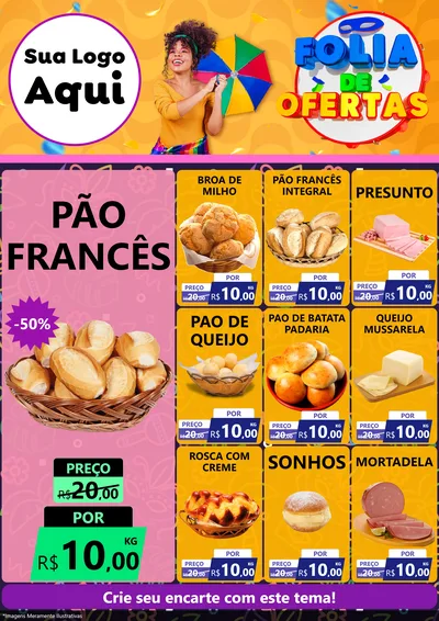 Modelo de Encarte para Encarte A4 Vertical com o tema Folia de Ofertas para Padaria