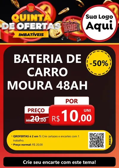 Modelo de Cartaz para Cartaz A4 Vertical com o tema Quinta de Ofertas Imbatíveis para Baterias Elétricas