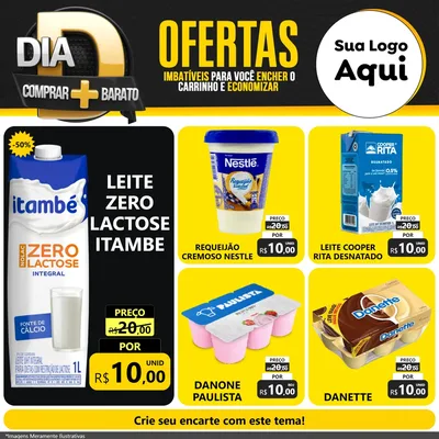 Modelo de Rede Social para Feed Facebook com o tema Dia D Mais Economia para Frios e Laticínios
