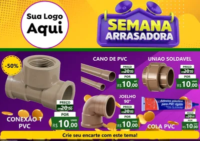 Modelo de Encarte para Encarte A4 Horizontal com o tema Semana Arrasadora para Tubos e conexões