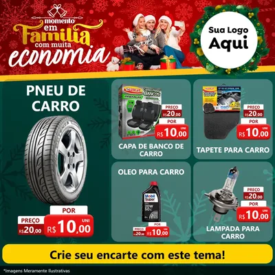 Modelo de Rede Social para Feed Facebook com o tema Momento em Família (Natal) para Auto peças