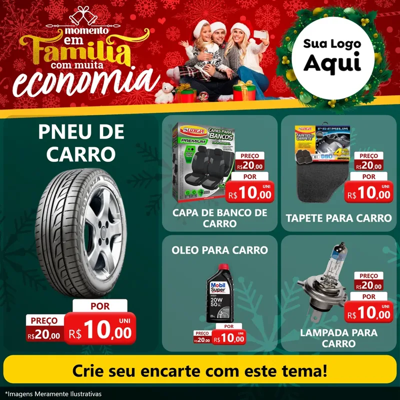 Modelo de Rede Social para Feed Facebook com o tema Momento em Família (Natal) para Auto peças