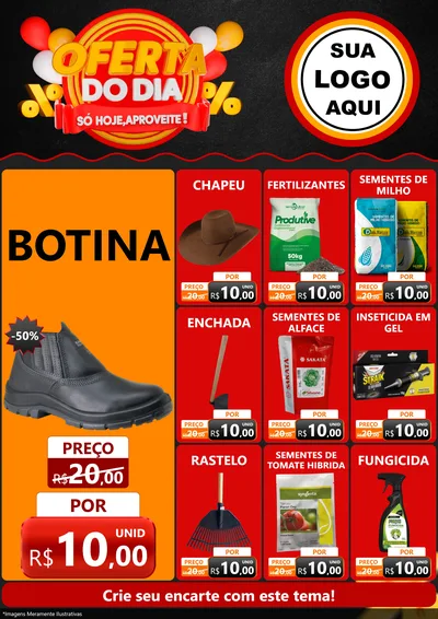 Modelo de Encarte para Encarte A4 Vertical com o tema Oferta do Dia - Só hoje, Aproveite! para Agropecuária