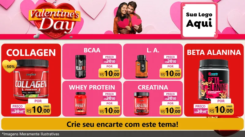 Modelo de TV para TV Horizontal com o tema Valentine's Day para Suplementos alimentares