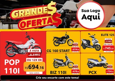 Modelo de Encarte para Encarte A4 Horizontal com o tema Grandes Ofertas - Autopeças para Concessionaria de Motos
