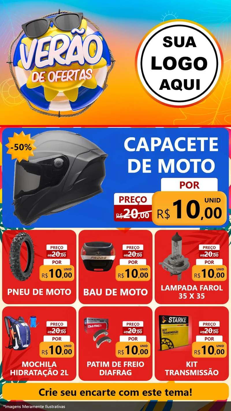 Modelo de Rede Social para Stories com o tema Verão de Ofertas para Moto peças