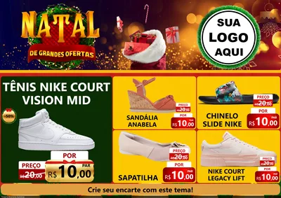 Modelo de Encarte para Encarte A4 Horizontal com o tema Natal de Grandes Ofertas para Calçados