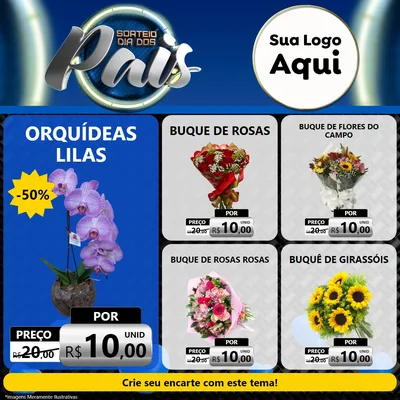 Modelo de Rede Social para Feed Facebook com o tema Sorteio Dia Dos Pais para Floricultura e jardim