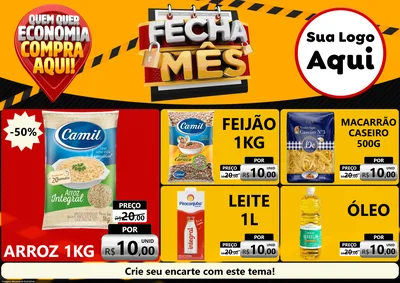 Modelo de Encarte para Encarte A4 Horizontal com o tema Fecha Mês para Supermercado