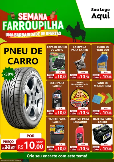 Modelo de Encarte para Encarte A4 Vertical com o tema Semana Farroupilha - Uma Barbaridade de Ofertas para Auto peças