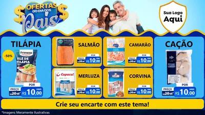 Modelo de TV para TV Horizontal com o tema Ofertas do Dia dos Pais para Peixaria