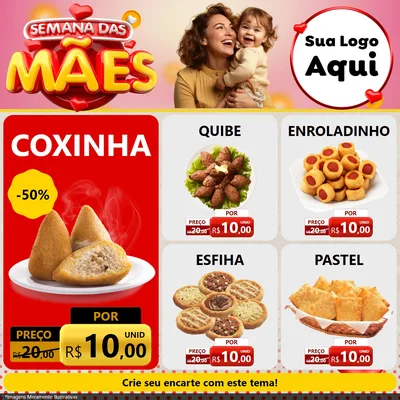 Modelo de Rede Social para Feed Facebook com o tema Semana das Mães para Salgadaria
