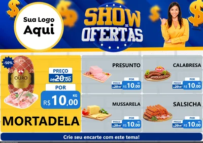 Modelo de Encarte para Encarte A4 Horizontal com o tema Show de Ofertas para Frios e Laticínios