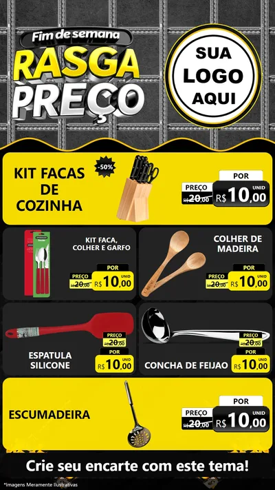 Modelo de TV para TV Vertical com o tema Fim de Semana Rasga Preço para Utilidades Domésticas