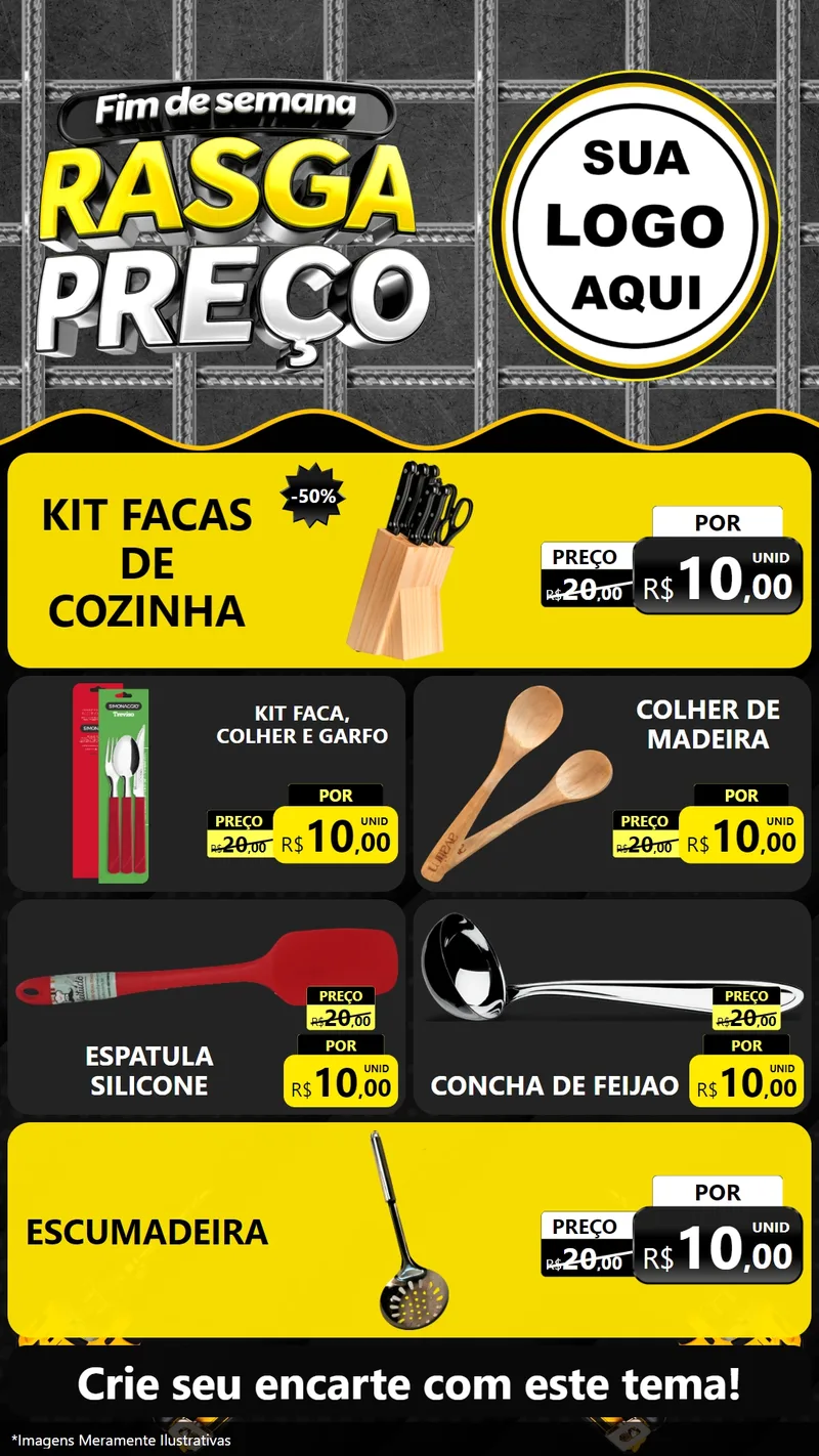 Modelo de TV para TV Vertical com o tema Fim de Semana Rasga Preço para Utilidades Domésticas