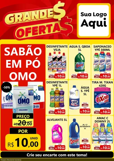 Modelo de Encarte para Encarte A4 Vertical com o tema Grandes Ofertas para Produtos de Limpeza