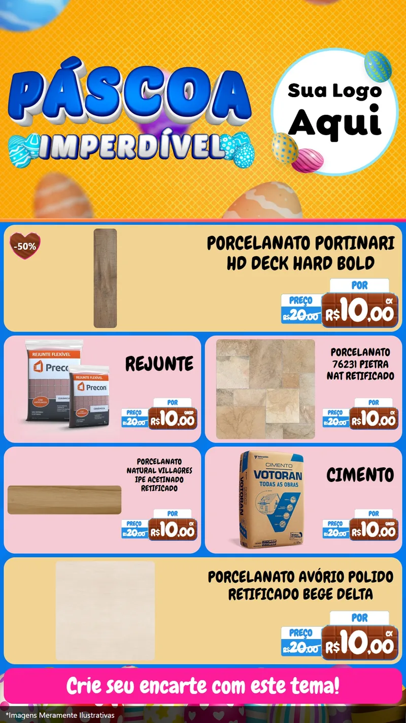 Modelo de TV para TV Vertical com o tema Páscoa Imperdível para Pisos e revestimentos