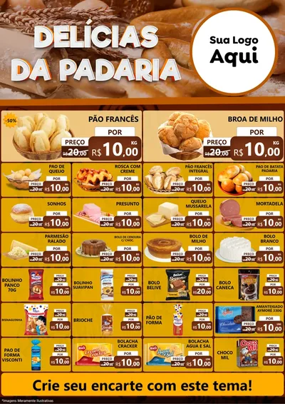 Modelo de Encarte para Encarte A4 Vertical com o tema Delícias da padaria para Padaria