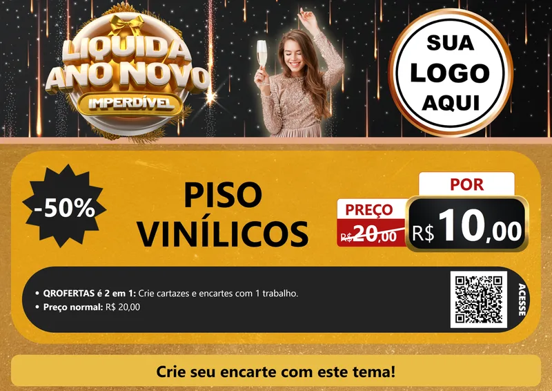 Modelo de Cartaz para Cartaz A4 Horizontal com o tema Liquida Ano Novo Imperdível para Material para Construção