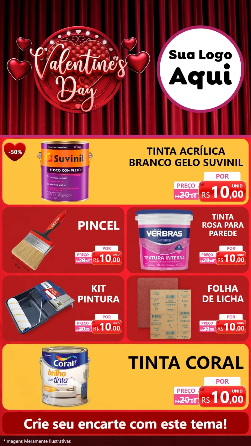 Modelo de TV para TV Vertical com o tema Valentine's Day para Tintas e Ferramentas