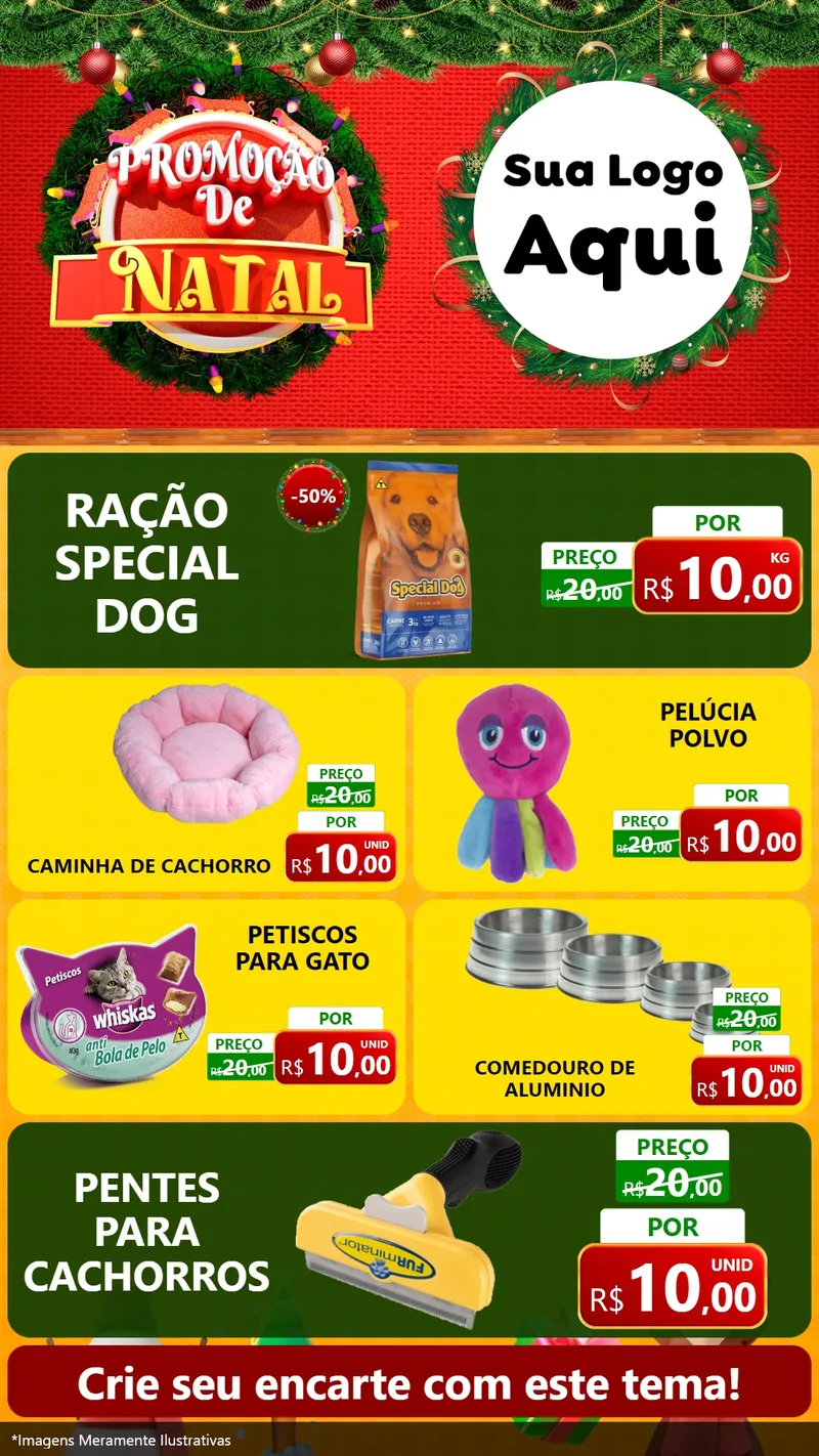 Modelo de TV para TV Vertical com o tema Promoção de Natal para Pet Shop