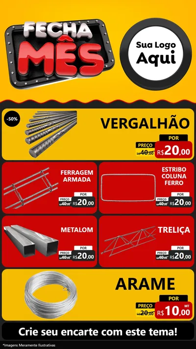 Modelo de TV para TV Vertical com o tema Fecha Mês para Ferragens