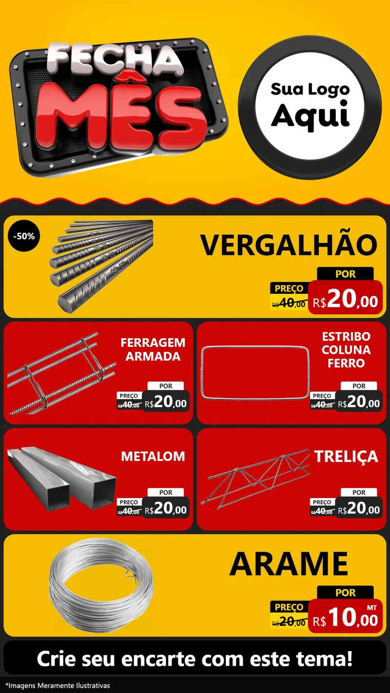 Modelo de TV para TV Vertical com o tema Fecha Mês para Ferragens