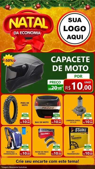 Modelo de Rede Social para Stories com o tema Natal da Economia para Moto peças