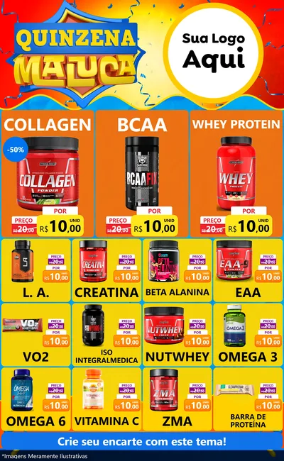Modelo de Encarte para Encarte Grande com o tema Quinzena Maluca para Suplementos alimentares