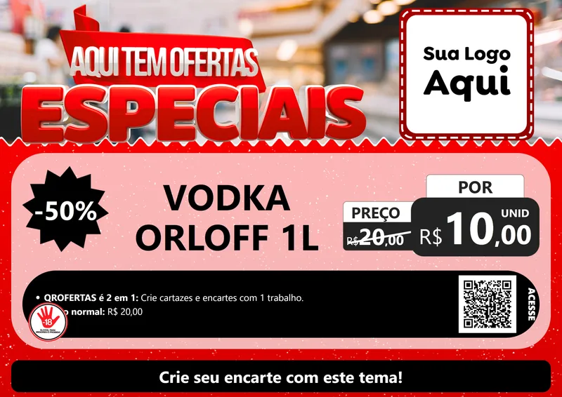Modelo de Cartaz para Cartaz A4 Horizontal com o tema Aqui Tem Ofertas Especiais para Distribuidora de bebidas