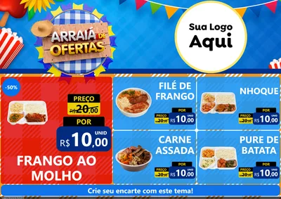 Modelo de Encarte para Encarte A4 Horizontal com o tema Arraiá de Ofertas para Restaurante