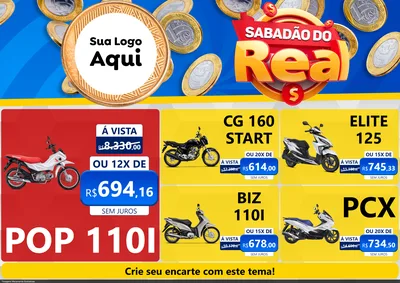 Modelo de Encarte para Encarte A4 Horizontal com o tema Sabadão do Real para Concessionaria de Motos